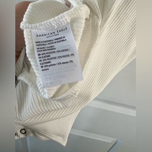 AE White Ribbed V-Neck Bodysuit - Picture 7 of 11